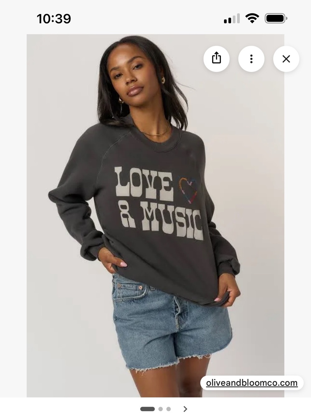 Project Social T Washed Black LOVE & MUSIC Sweatshirt with Embroidered Heart